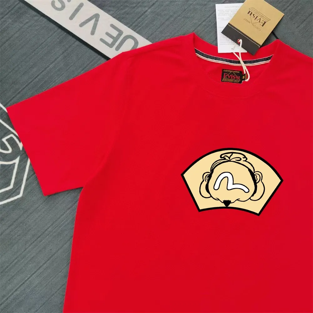 Evisu 2025New Arrival T ⚠ Quality⚠ Same Style T 。 ，Black S-XXL，White S-XXL，Gray M-XXL，Red S-XXL， Red M-XXL，